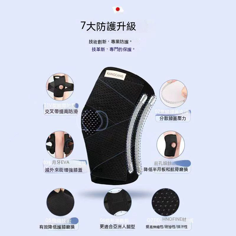 日本半月板護膝 輕薄透氣護膝 升級8代半月板膝關節保護套 跑步護膝 運動護膝 籃球護膝 護具運動防護 運動健身 輕薄護膝-細節圖6