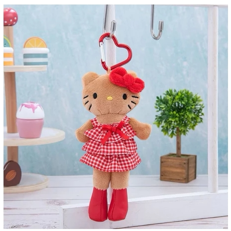 現貨 7-11限定 長腿Kitty 凱蒂貓Hello Kitty 長腿絨毛吊飾 正版 牛仔裙款 / 蛋糕裙款-細節圖3