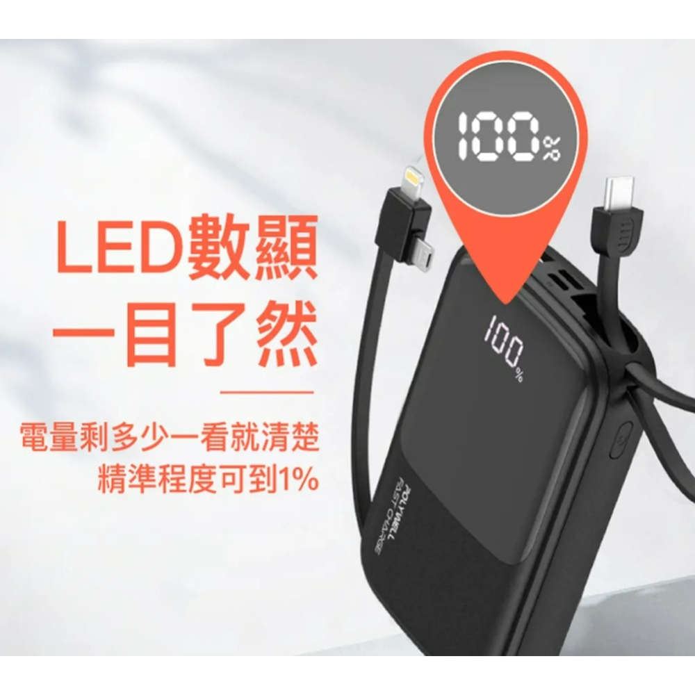 20W自帶線快充行動電源 1萬/2萬毫安 寶利威爾公司貨-細節圖6