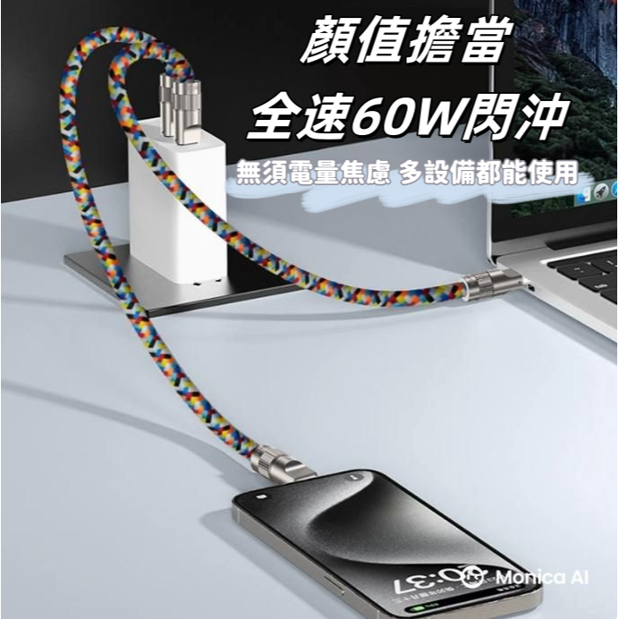 可斜背掛繩充電線 手機掛繩 手環短線充電線 60W快充線IPHONE16 雙TYPE-C 充電線 掛繩-細節圖7