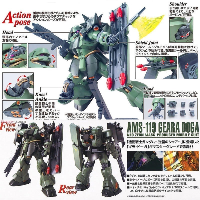 [BANDAI正品]MG 1/100 AMS-119 基拉德卡 GEARA DOGA 量產型基拉德卡-細節圖3