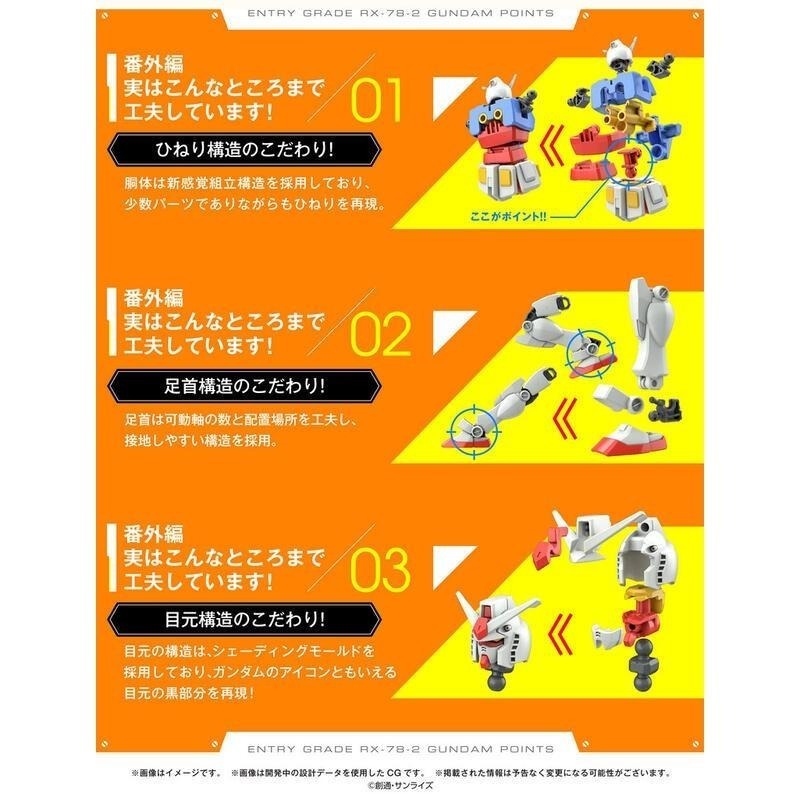 [BANDAI正品]ENTRY GRADE EG EX1 RX-78-2 GUNDAM 初鋼 初代鋼彈 簡易組裝-細節圖9