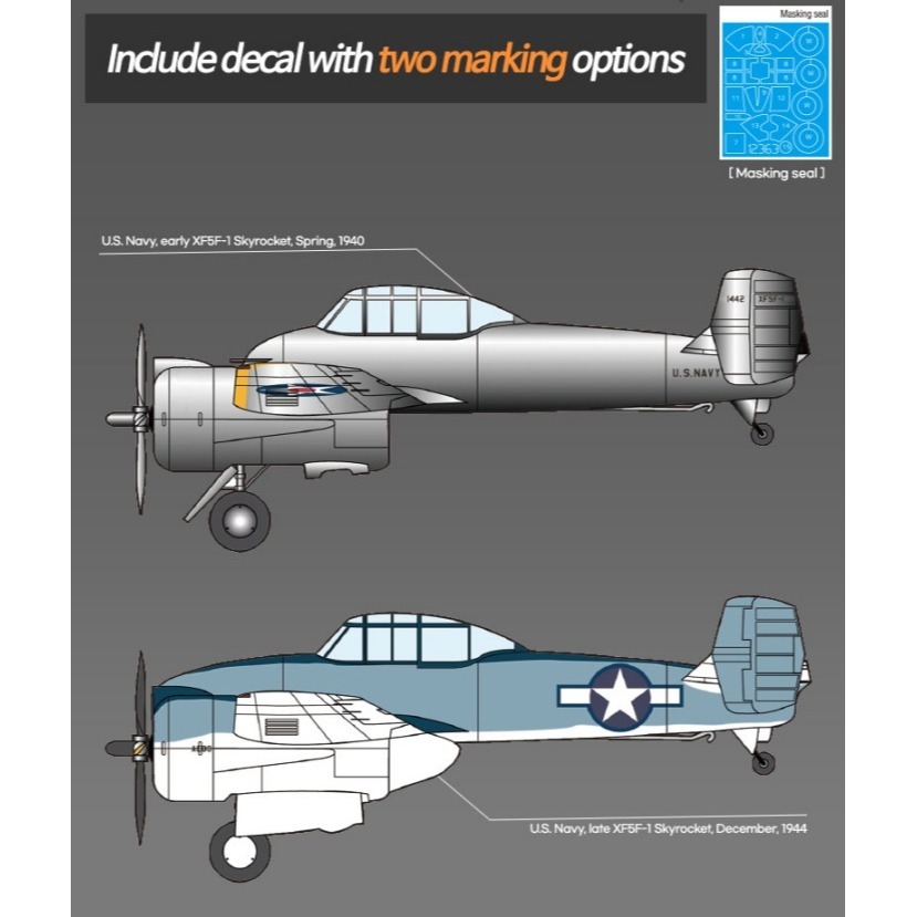 ACADEMY 愛德美 1/48 USN XF5F-1 Skyrocket 空中火箭 艦載戰鬥機-細節圖9