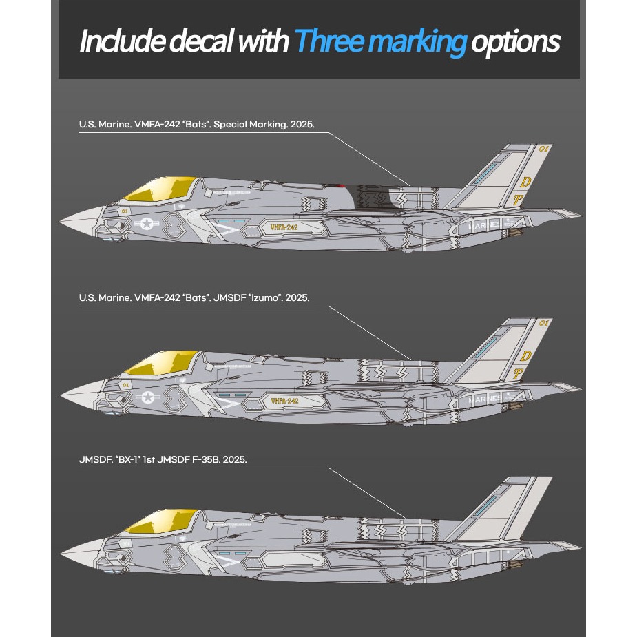 ACADEMY 愛德美 1/72 USMC F-35B LIGHTNING II 閃電II戰鬥機 VMFA-242 蝙蝠-細節圖9
