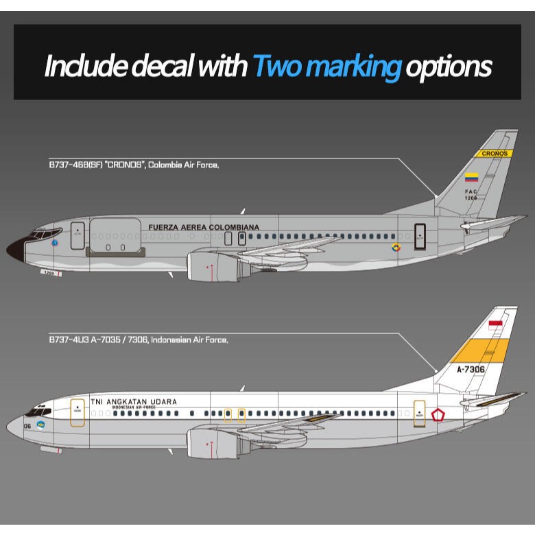 ACADEMY 愛德美 1/144 Boeing 737 ＂Colombian Air Force＂波音 哥倫比亞空軍-細節圖9