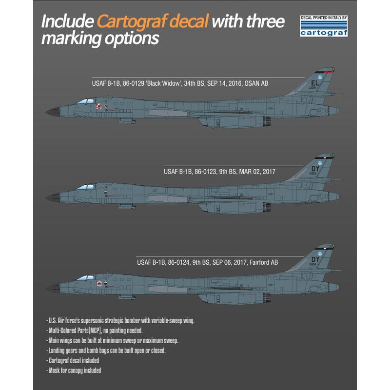 ACADEMY 愛德美 MCP 1/144 USAF B-1B 槍騎兵戰略轟炸機 34thBS Thunderbirds-細節圖9