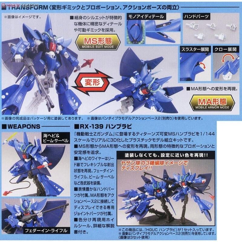 [BANDAI正品]HGUC 145 1/144 HG 漢摩拉比 RX-139 HAMBRABI-細節圖8