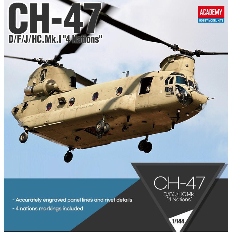 ACADEMY 愛德美 1/144 CH-47 D/F/J/HC.Mk.1 ＂4 Nations＂ 契努克直昇機-細節圖2
