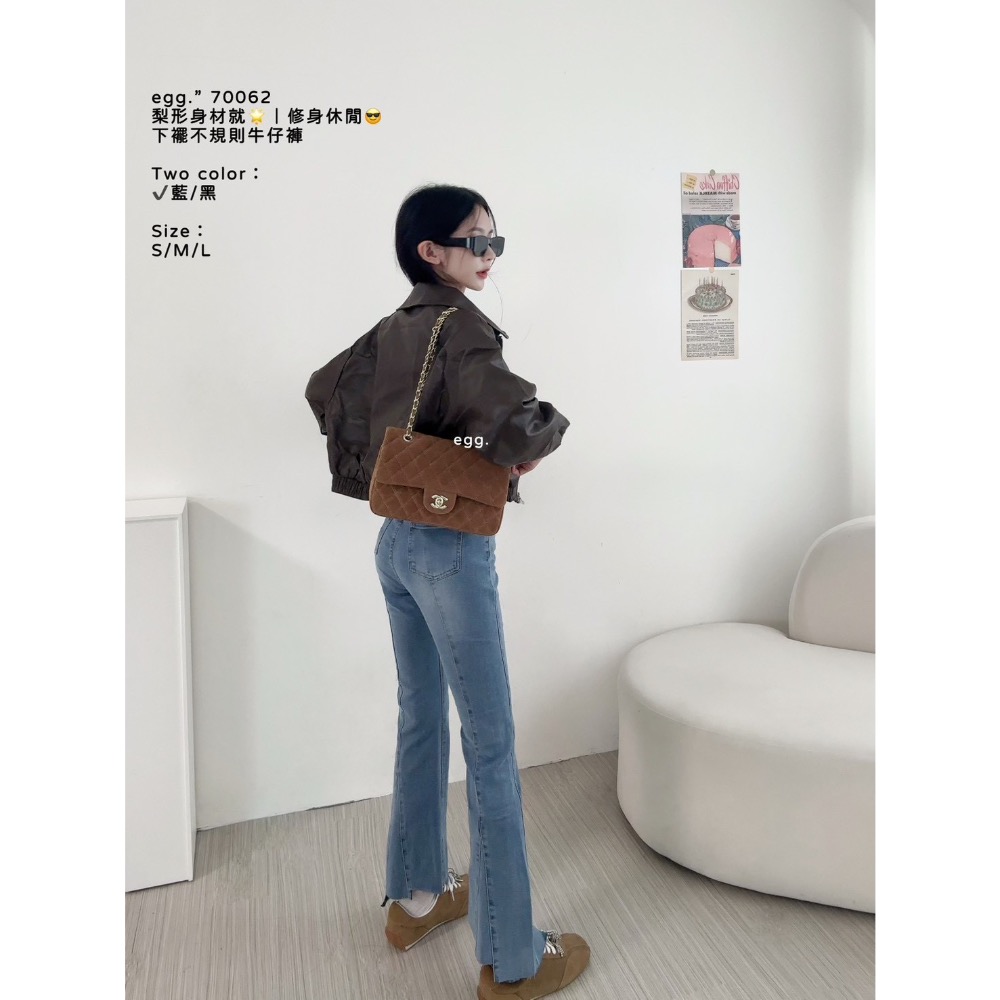 梨形身材就🌟｜修身休閒😎 下襬不規則牛仔褲-細節圖5
