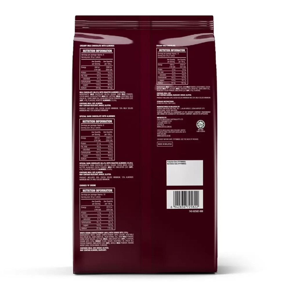 【快速出貨】 Hershey＇s 綜合金磚巧克力 900公克 大包裝 好時巧克力 Costco代購 好市多代購 代買-細節圖2