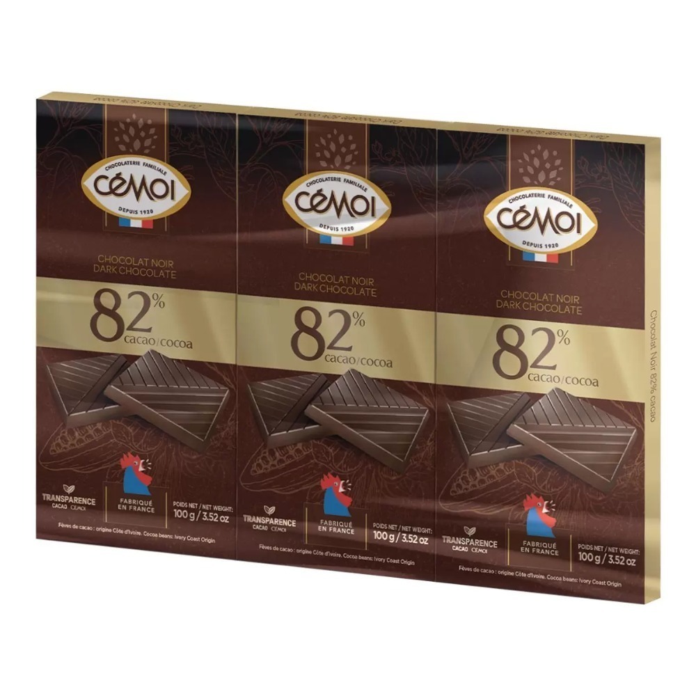 【快速出貨】 CEMOI 82% 黑巧克力 100公克 X 6入 法國製 六入組量販包 Costco代購 好市多代購-規格圖4