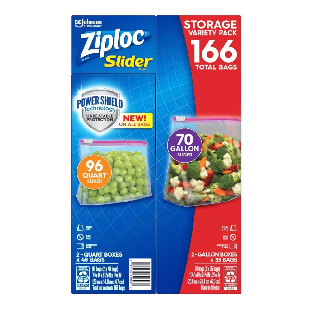 【快速出貨】 Ziploc 拉鍊式保鮮夾鏈袋 166入 食品密封袋 保鮮袋 食品夾鏈袋 好市多代購 Costco代購-細節圖2