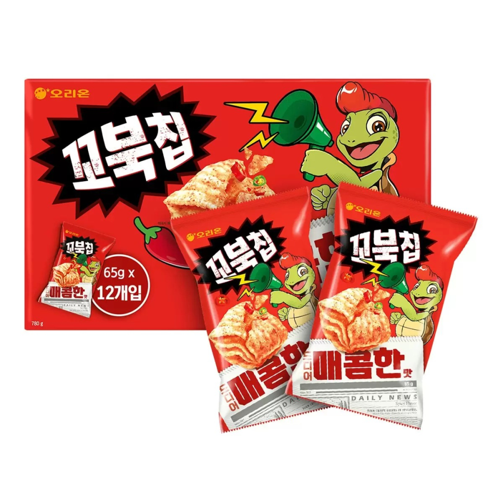 【快速出貨】 好麗友烏龜脆片韓式辣醬味 65公克X12包 韓國製 大包裝 韓國烏龜餅乾 Costco代購 好市多代購-細節圖3