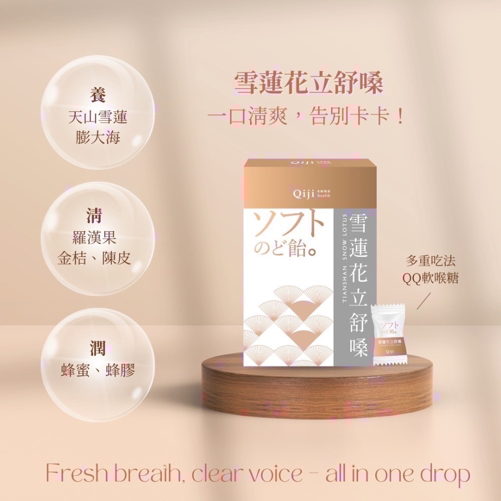 【華易購】 ✨Qiji❄️雪蓮花立舒嗓✨喉糖(20入/盒）-細節圖8