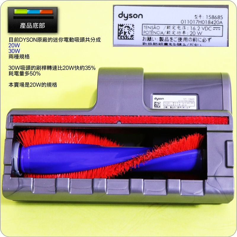 #鈺珩#Dyson原廠【20W】加強版電動塵蟎吸頭、迷你電動渦輪吸頭拍打床墊沙發V7 SV11 V8 SV10 SV25-細節圖3