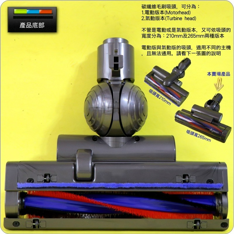 #鈺珩#原廠碳纖維毛刷吸頭【寬265mm】【盒裝】DC39 DC38 DC37 DC36氣動吸頭DC26氣動渦輪吸頭地毯-細節圖3