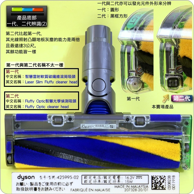 #鈺珩#Dyson原廠【第二代盒裝．斜接口425995-02】Fluffy Optic智慧光學偵測吸頭SV18 SV52-細節圖3