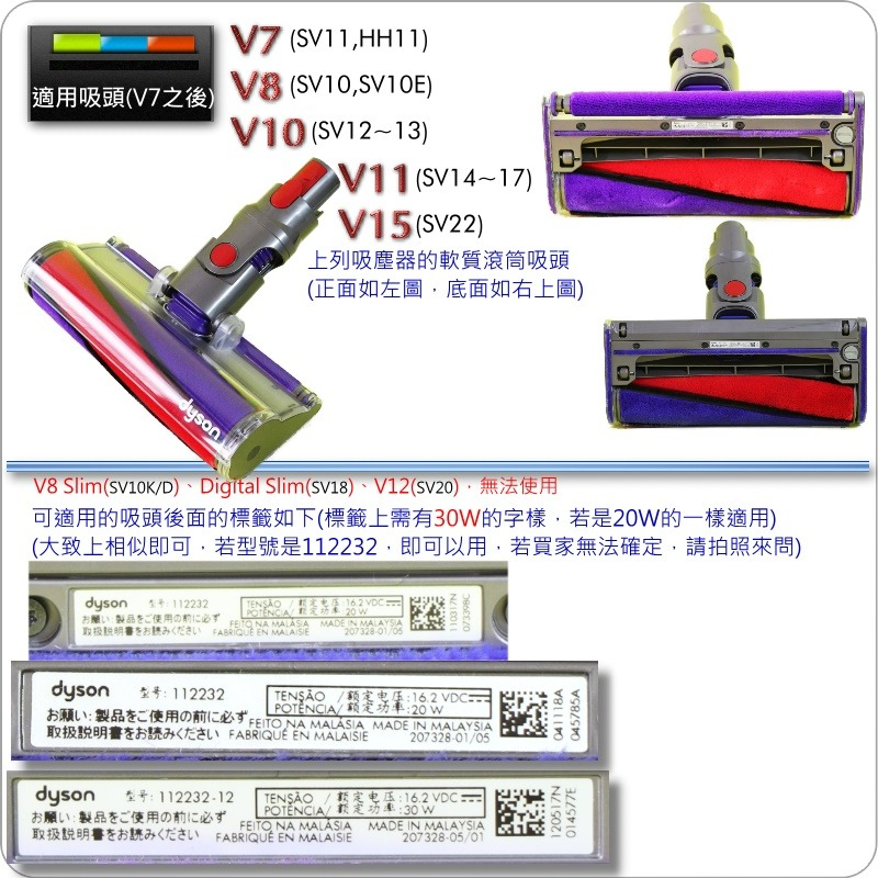 #鈺珩#Dyson原廠【馬達-30W】適用軟質碳纖維滾筒吸頭V6滾筒吸頭DC62 DC74 SV03 SV05 SV09-細節圖4