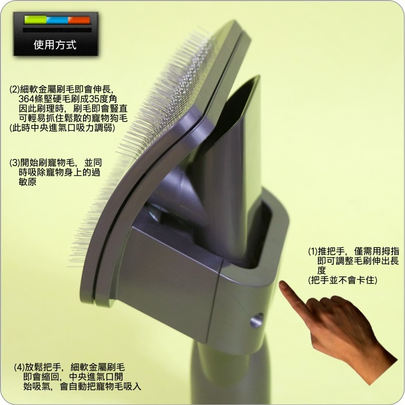 #鈺珩#Dyson原廠【彩盒裝】寵物清潔工具、狗毛刷長毛寵物毛刷貓毛Groom tool【No.921001-01】V6-細節圖6