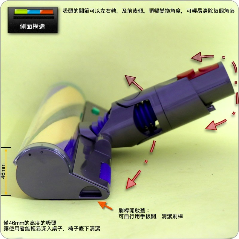 #鈺珩#Dyson原廠智慧雷射軟質碳纖維滾筒吸頭【第一代．斜接口版】Digital Slim SV18 Fluffy雷射-細節圖5