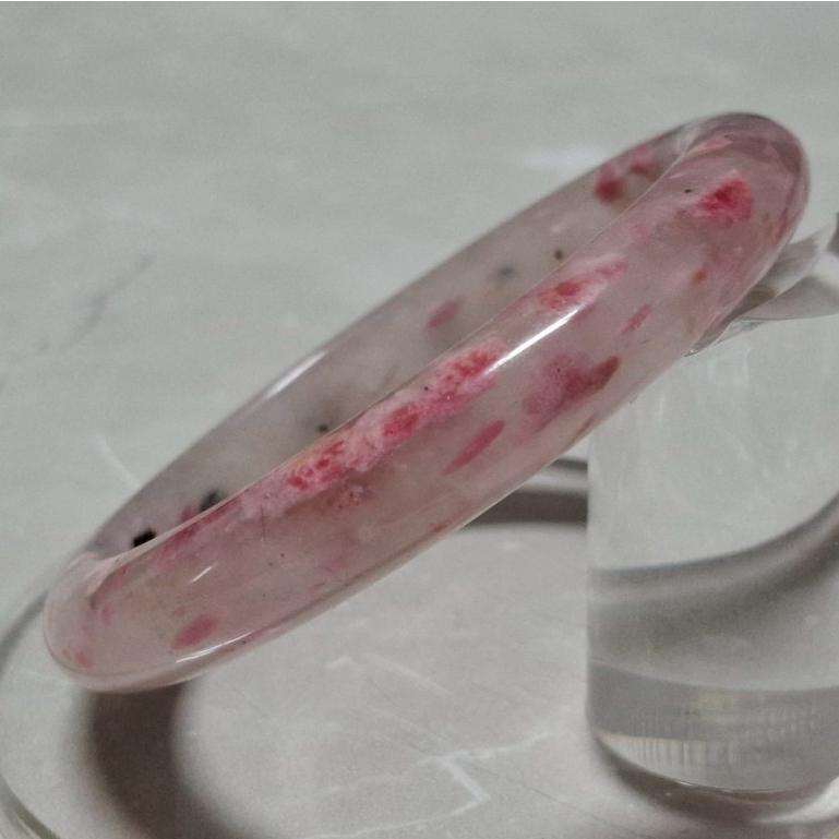 【三寶坊】天然櫻花雨手鐲 57圈口 薔薇輝手鐲 玫瑰石 平安鐲 手鐲小圈口 N557-細節圖2