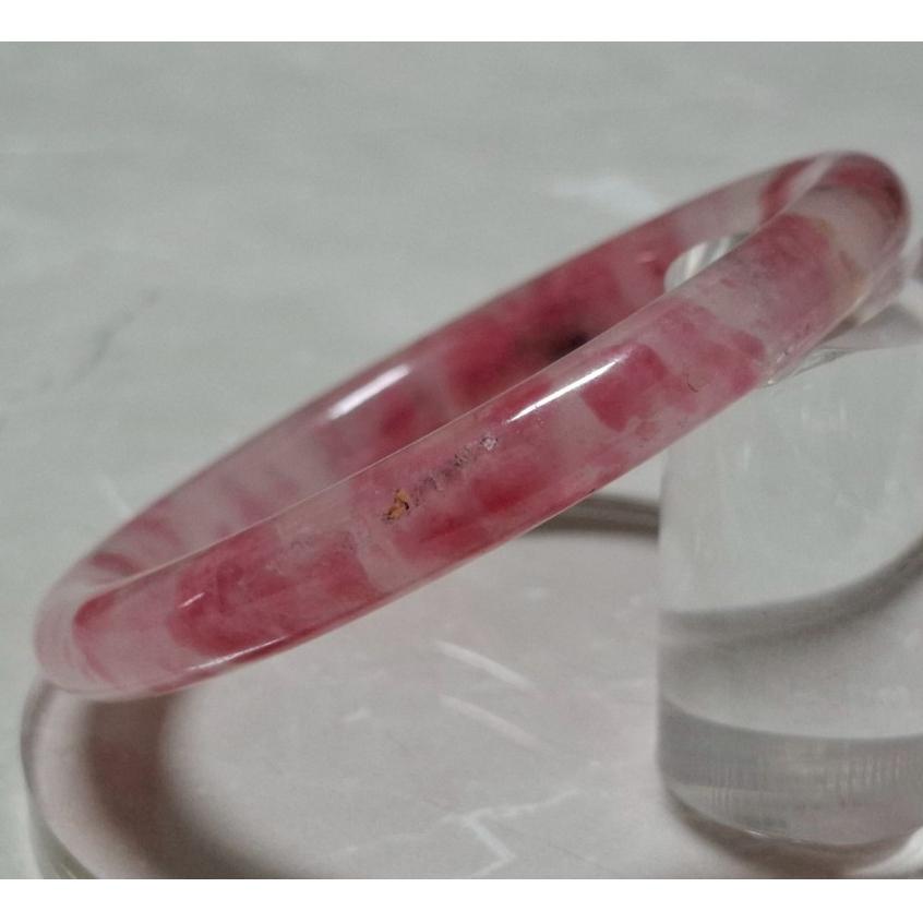 【三寶坊】天然櫻花雨手鐲 61圈口 薔薇輝手鐲 玫瑰石 圓條 手鐲大圈口 N558-細節圖4