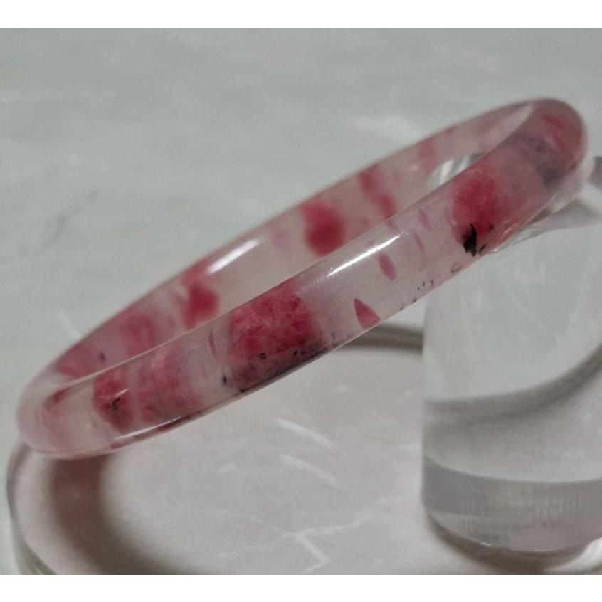 【三寶坊】天然櫻花雨手鐲 61圈口 薔薇輝手鐲 玫瑰石 圓條 手鐲大圈口 N558-細節圖5