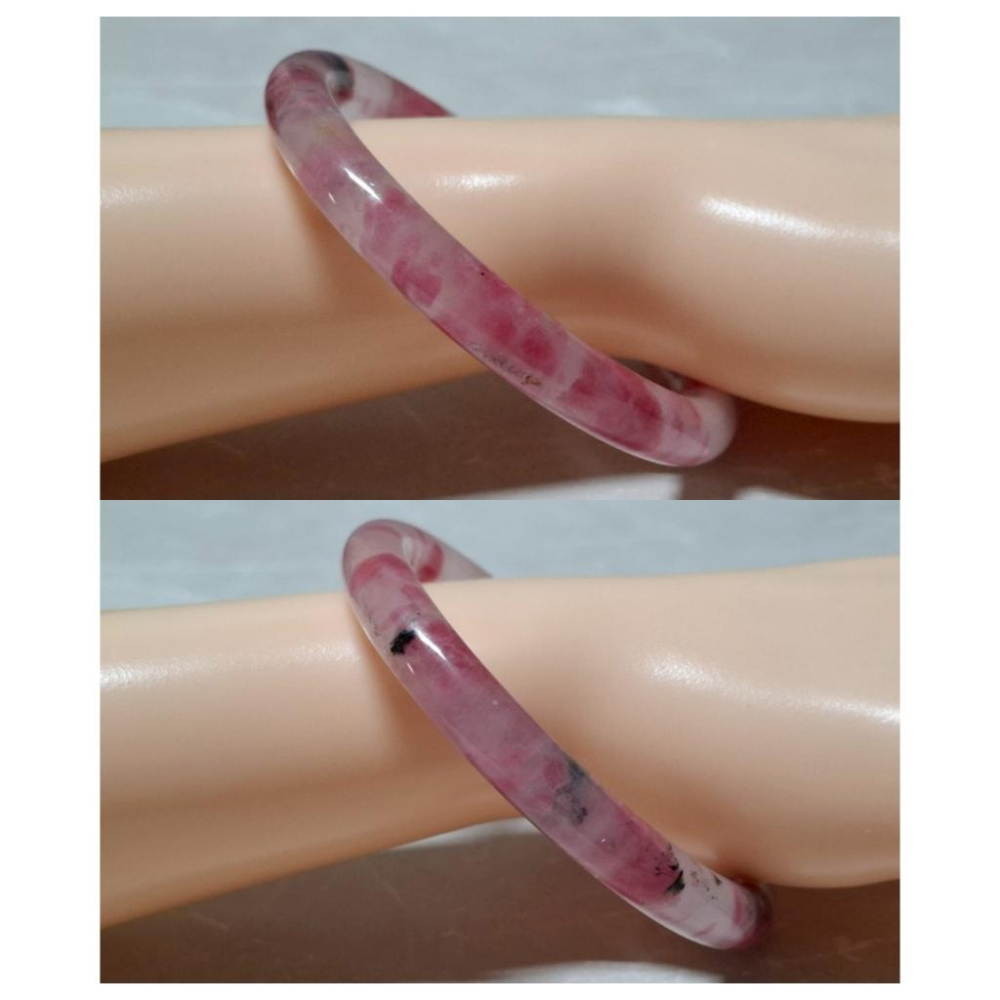 【三寶坊】天然櫻花雨手鐲 61圈口 薔薇輝手鐲 玫瑰石 圓條 手鐲大圈口 N558-細節圖8