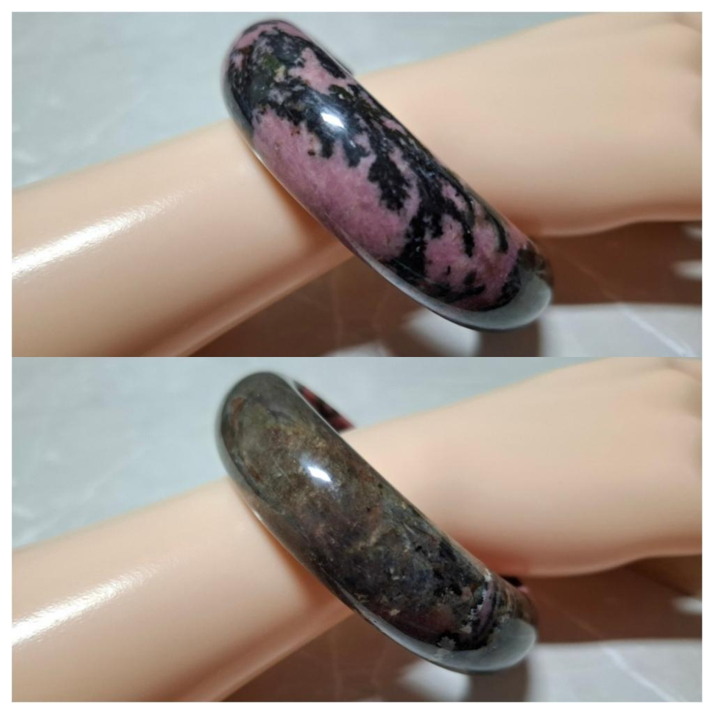 【三寶坊】薔薇手鐲 64圈口 薔薇輝手鐲 玫瑰石 寬鐲 手鐲大圈口 N440-細節圖7