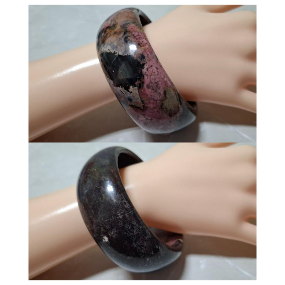 【三寶坊】薔薇手鐲 62圈口 薔薇輝手鐲 玫瑰石 寬鐲 手鐲大圈口 N451-細節圖8