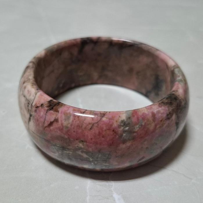 【三寶坊】薔薇手鐲 60圈口 薔薇輝手鐲 玫瑰石 寬鐲 手鐲大圈口 N441-細節圖5