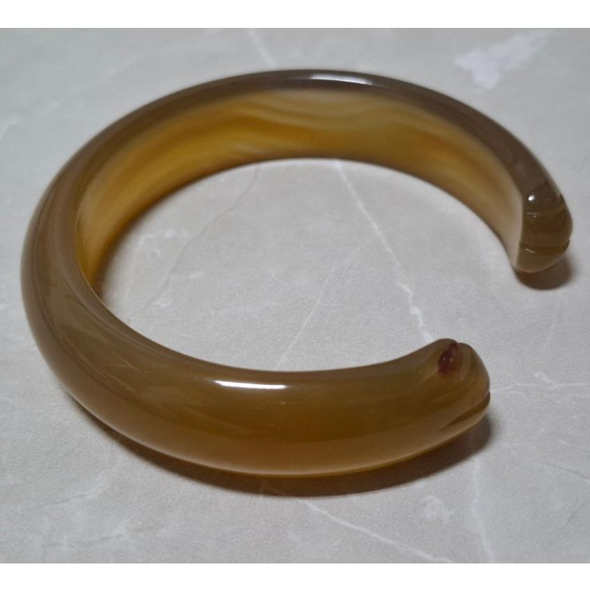 【三寶坊】天然黃瑪瑙手鐲 62圈口 茶色 貓爪雕刻鐲 平安鐲 手鐲大圈口 N478-細節圖2