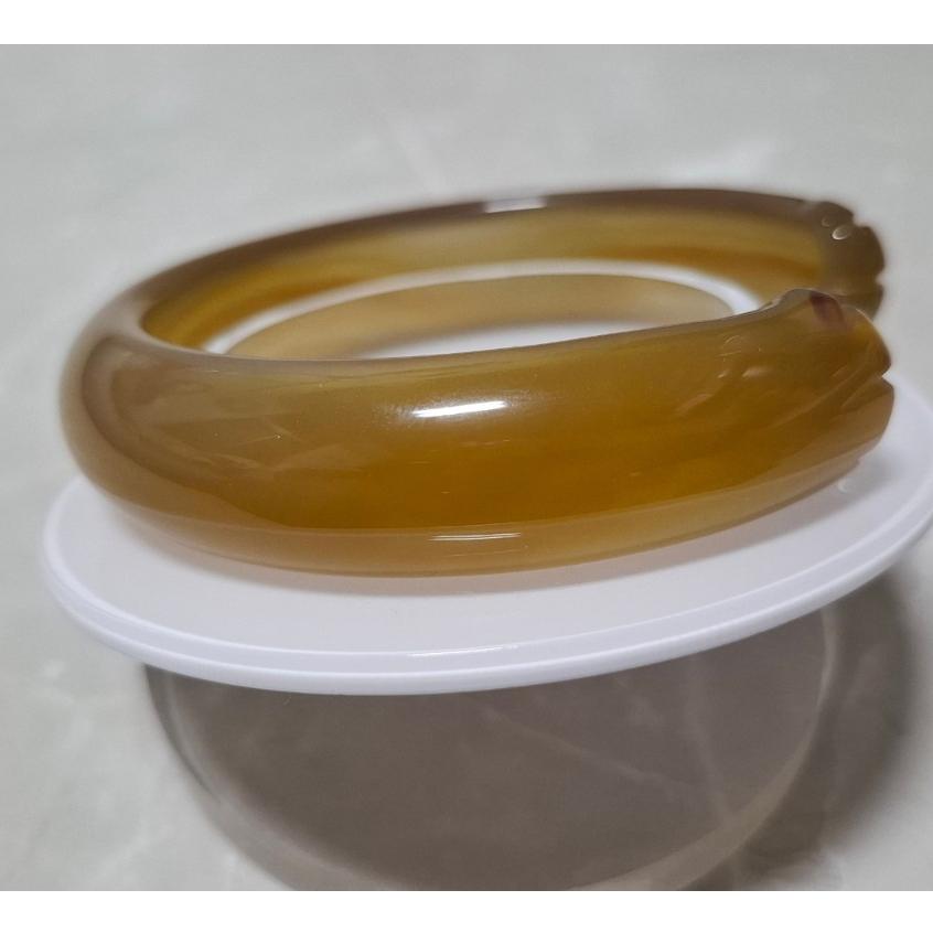 【三寶坊】天然黃瑪瑙手鐲 62圈口 茶色 貓爪雕刻鐲 平安鐲 手鐲大圈口 N478-細節圖4