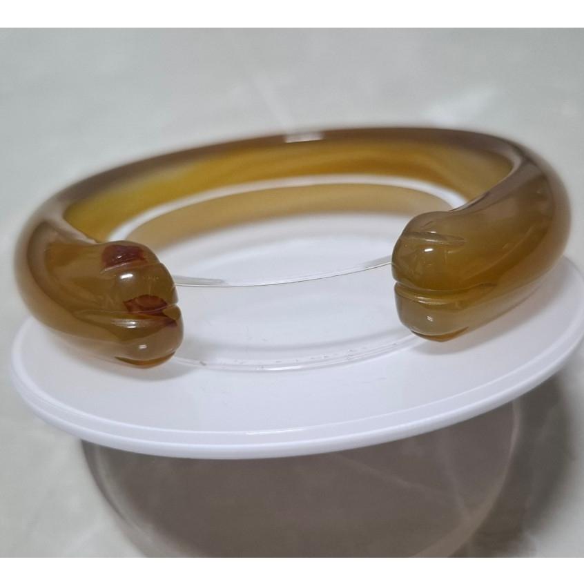 【三寶坊】天然黃瑪瑙手鐲 62圈口 茶色 貓爪雕刻鐲 平安鐲 手鐲大圈口 N478-細節圖5