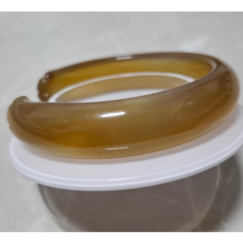 【三寶坊】天然黃瑪瑙手鐲 62圈口 茶色 貓爪雕刻鐲 平安鐲 手鐲大圈口 N478-細節圖6