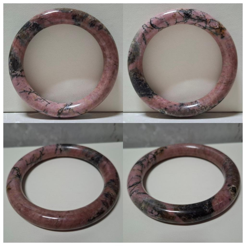 【三寶坊】天然薔薇手鐲 61圈口 薔薇輝手鐲 玫瑰石 胖圓條 手鐲大圈口 N455-細節圖6