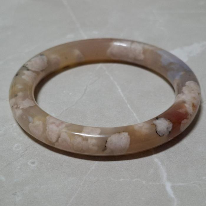 【三寶坊】天然櫻花瑪瑙手鐲 54圈口 圓條 瑪瑙手鐲小圈口 N489-細節圖2