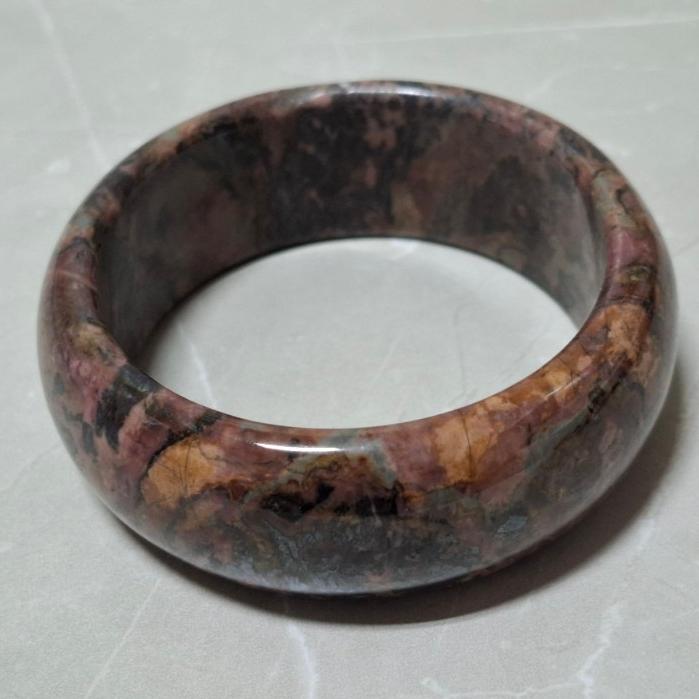 【三寶坊】薔薇手鐲 59圈口 薔薇輝手鐲 玫瑰石 寬鐲 手鐲大圈口 N450-細節圖5