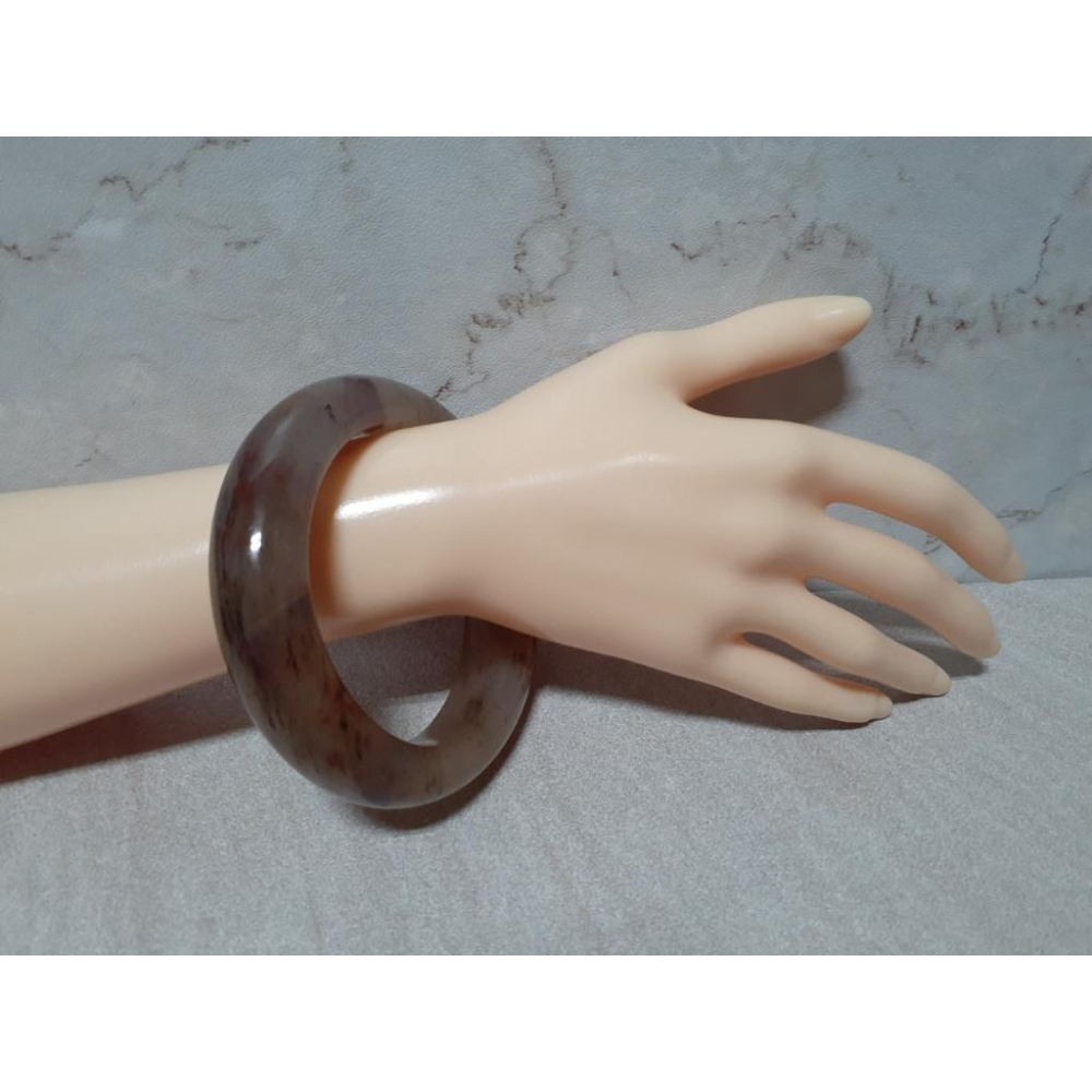 【三寶坊】天然佘太翠手鐲 64圈口 佘太踏雪尋梅 平安鐲 手鐲大圈口 N374-細節圖7