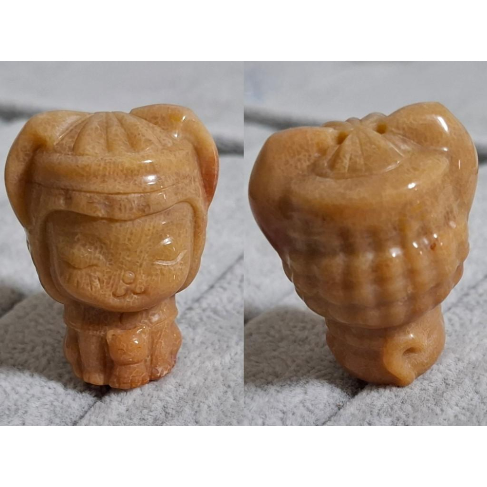 【三寶坊】珊瑚玉 阿奴比斯貓 3公分多 牛鼻孔 通孔件 雕刻件 小擺件 萌寵 手作DIY材料-細節圖6