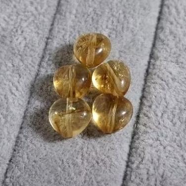 【三寶坊】黃水晶 紫水晶 愛心 通孔小件 雕刻件 手作DIY材料-細節圖3