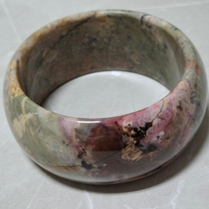 【三寶坊】薔薇手鐲 62圈口 薔薇輝手鐲 玫瑰石 寬鐲 輪胎鐲大圈口 N449-細節圖5