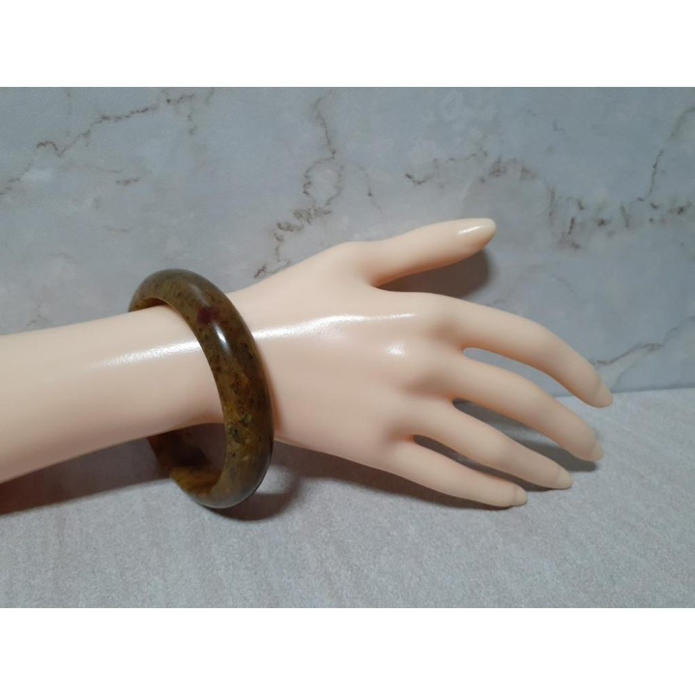 【三寶坊】天然佘太翠手鐲 62圈口 佘太踏雪尋梅 平安鐲 手鐲大圈口 N372-細節圖7