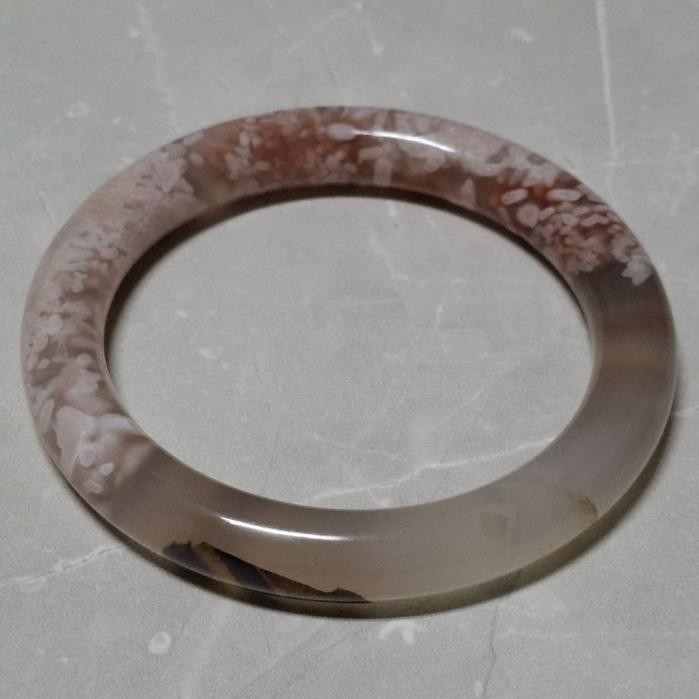 【三寶坊】天然櫻花瑪瑙手鐲 58圈口 圓條 瑪瑙手鐲大圈口 N530-細節圖2