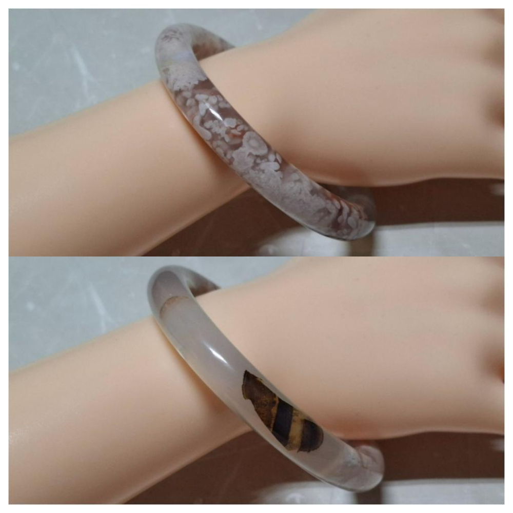 【三寶坊】天然櫻花瑪瑙手鐲 58圈口 圓條 瑪瑙手鐲大圈口 N530-細節圖8