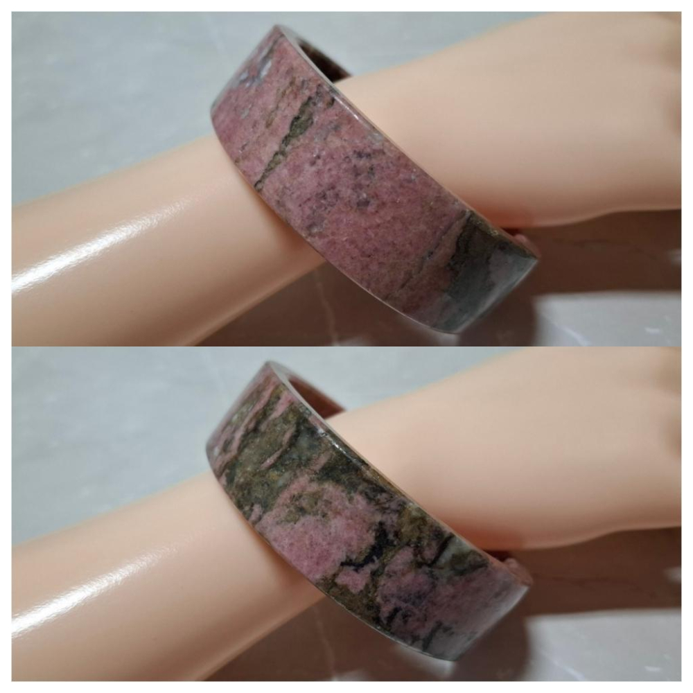 【三寶坊】薔薇手鐲 64圈口 薔薇輝手鐲 玫瑰石 寬鐲 方鐲大圈口 N446-細節圖8