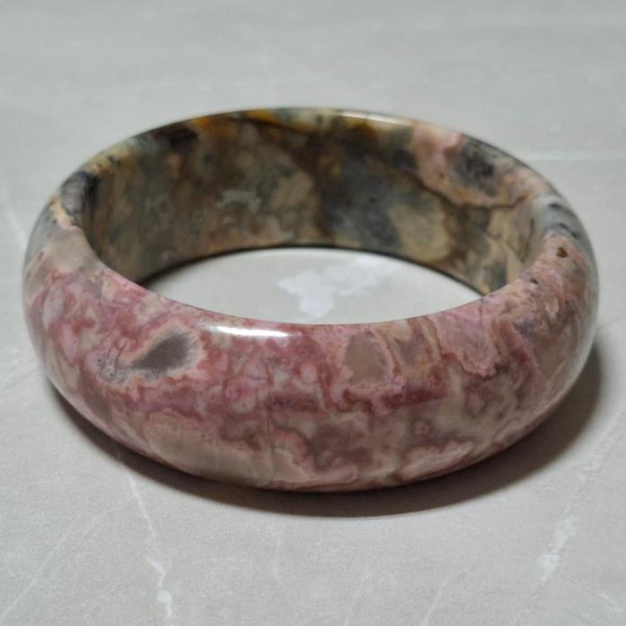 【三寶坊】薔薇手鐲 57圈口 薔薇輝手鐲 玫瑰石 寬鐲 手鐲小圈口 N439-細節圖5