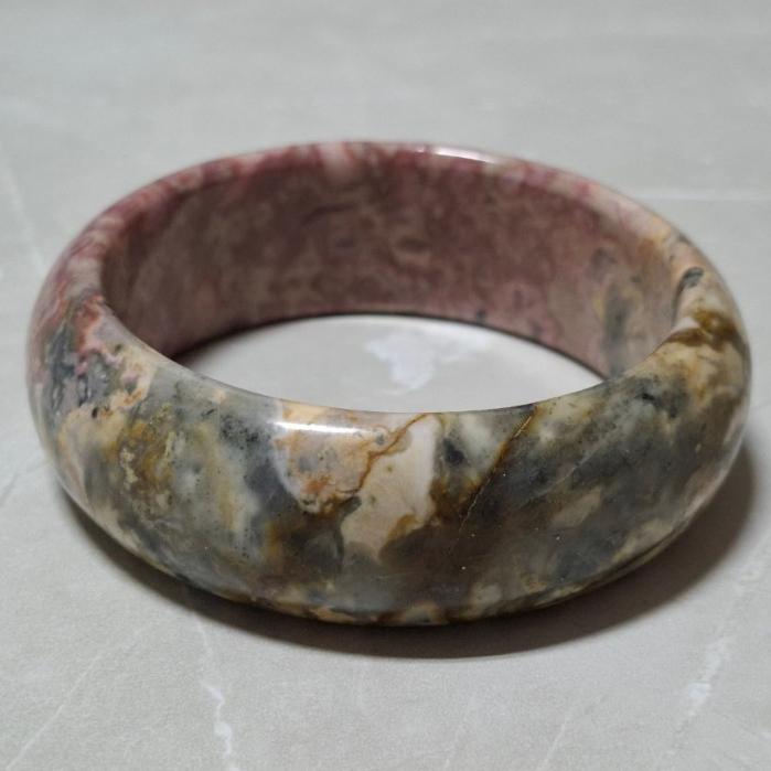 【三寶坊】薔薇手鐲 57圈口 薔薇輝手鐲 玫瑰石 寬鐲 手鐲小圈口 N439-細節圖6