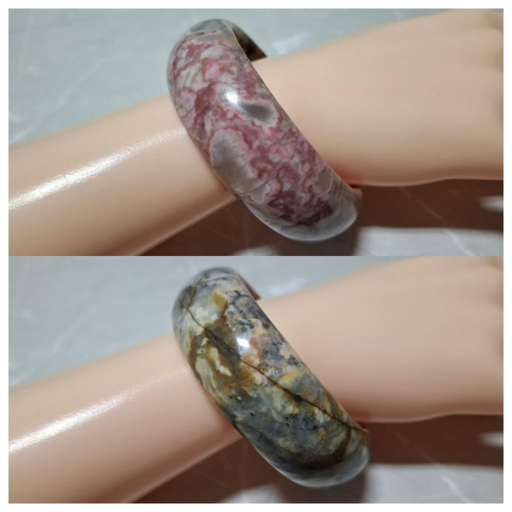 【三寶坊】薔薇手鐲 57圈口 薔薇輝手鐲 玫瑰石 寬鐲 手鐲小圈口 N439-細節圖8