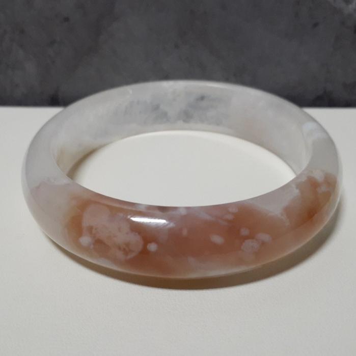 【三寶坊】天然櫻花瑪瑙手鐲 61圈口 平安鐲 瑪瑙手鐲大圈口 N413-細節圖5